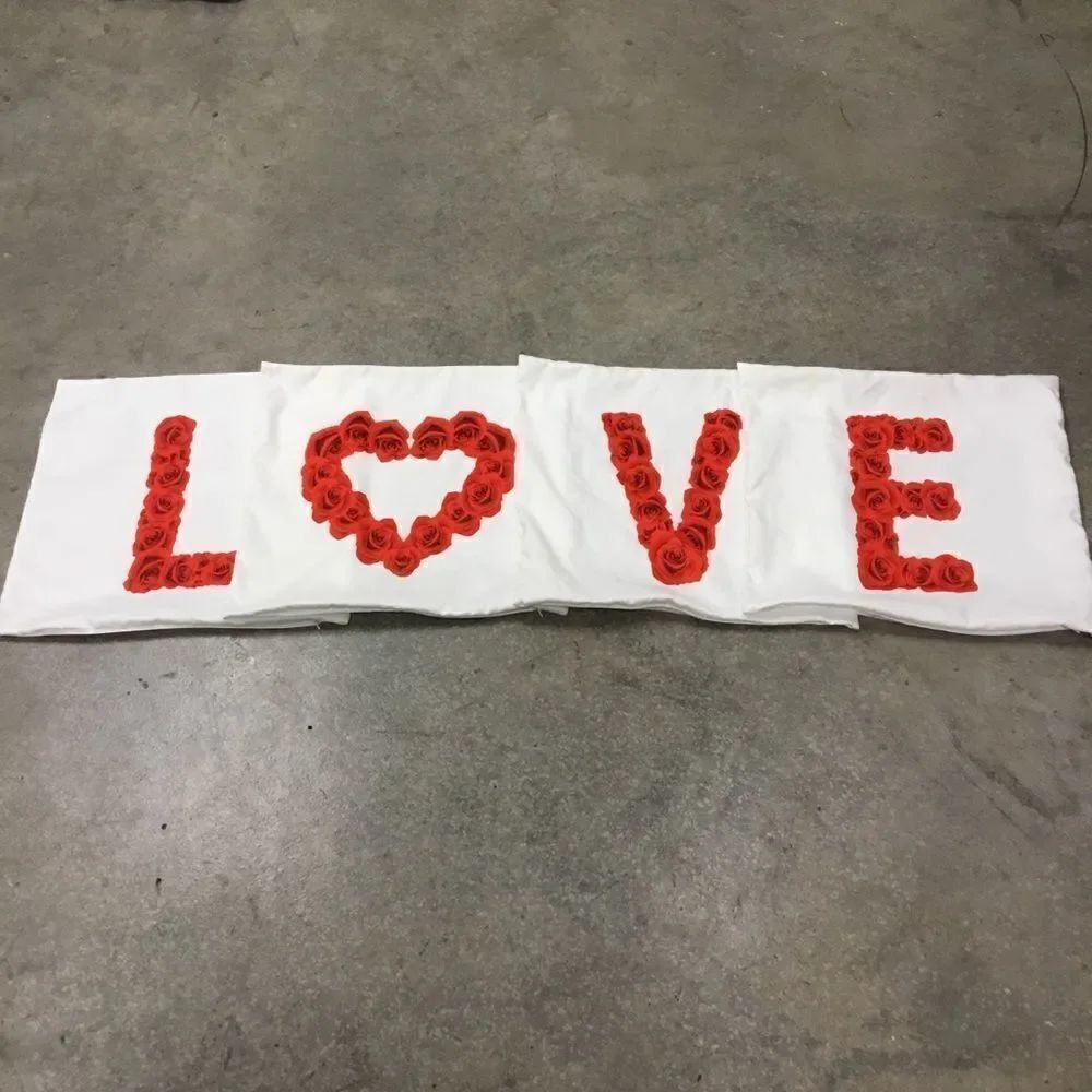 Rose Love Letter Throw Pillow Cover Set (4)